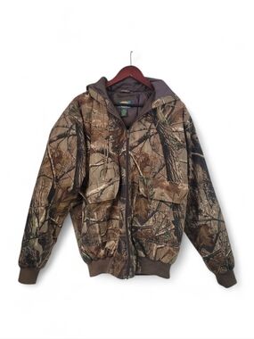 Vintage Cabela's RealTree Camo Jacket Men's Medium Tall Hooded Hunting Bomber